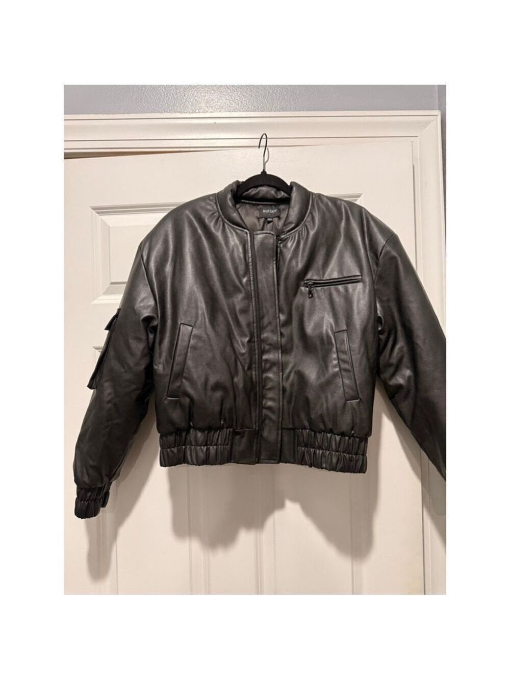 Women's Bardot Black Vegan Leather Bomber Jacket S